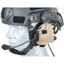 Наушники тактические Earmor M32H, активные, с креплением на шлем и съёмным микрофоном, NRR 22, цвет Койот