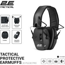 Тактические защитные наушники 2E Pulse Pro Black NRR 22 dB, активные (2E-TPE026BK)