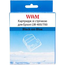 Лента для принтера этикеток WWM для Epson LW-400/700 18mm х 8m Black-on-Blue (WWM-SC18B)