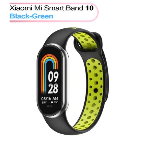 Ремешок для фитнес браслета BeCover Vents Style для Xiaomi Mi Smart Band 10 Black-Green (713629)