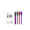 Дата кабель USB 2.0 AM to Lightning + Micro 5P + USB-C 1.2m black red blue XO (XO-NB143-3in1) - Зображення 1