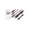 Дата кабель USB 2.0 AM to Lightning + Micro 5P + USB-C 1.2m black red blue XO (XO-NB143-3in1) - Зображення 2