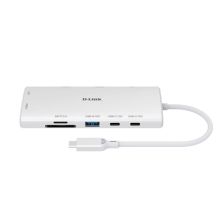 Концентратор D-Link USB-C 10-in-1 2xHDMI + 1xRJ45 1000Mbps + 2xUSB-C + USB 3.1 + USB 3.0 + SD + TF silver (DUP-A01)
