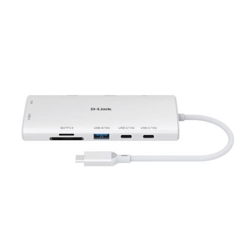 Концентратор D-Link USB-C 10-in-1 2xHDMI + 1xRJ45 1000Mbps + 2xUSB-C + USB 3.1 + USB 3.0 + SD + TF silver (DUP-A01)