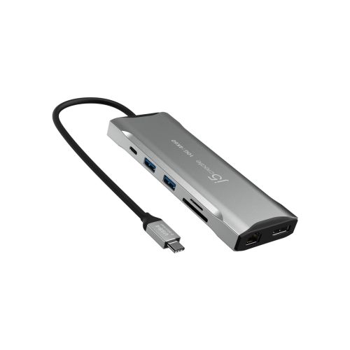 Концентратор J5create USB-C 9-in-1 2xUSB 3.2 + 2xUSB-C PD + 2xHDMI 4K + DisplayPort + SD/TF + RJ45 1000Mbps gray (JCD397-N)
