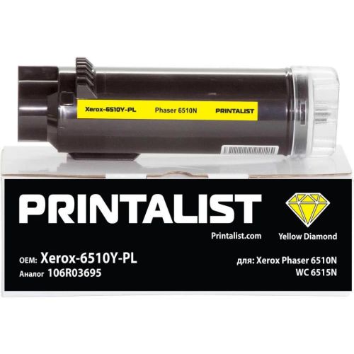 Тонер-картридж Printalist Xerox Ph6510N, WC 6515N, 106R03695 Yellow (Xerox-6510Y-PL)