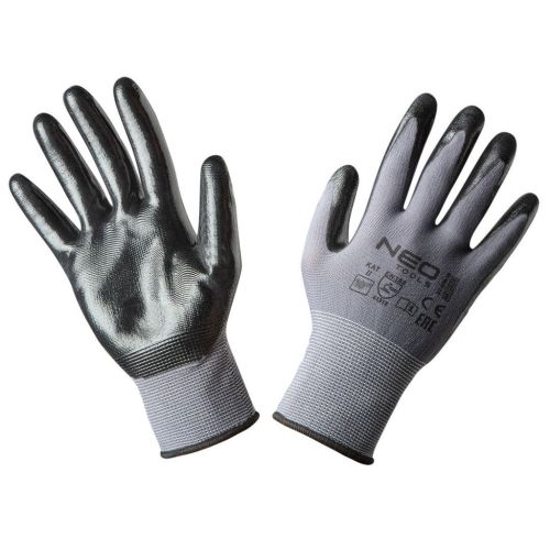 Захисні рукавиці Neo Tools робочі, нейлон з покриттям нітрил, р. 10 (97-616-10)
