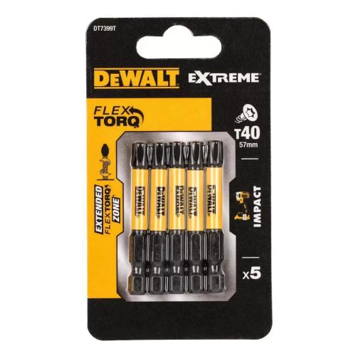 Набор бит DeWALT IMPACT TORSION, ударные, Torx, Т40, L=57 мм, 5 шт (DT7399T)