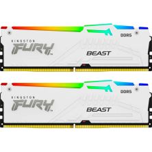 Модуль пам'яті для комп'ютера DDR5 32GB (2x16GB) 6000 MHz FURY Beast White RGB Kingston Fury (ex.HyperX) (KF560C40BWAK2-32)