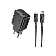 Зарядний пристрій HOCO CS24A Puerto USB-C PD25W + cable USB-C to Lightning Black (6942007639767)