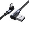 Дата кабель USB 2.0 AM to USB-C 3.0m 3A 90° corner US176 black Ugreen (70875) - Зображення 1
