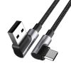 Дата кабель USB 2.0 AM to USB-C 3.0m 3A 90° corner US176 black Ugreen (70875) - Зображення 3