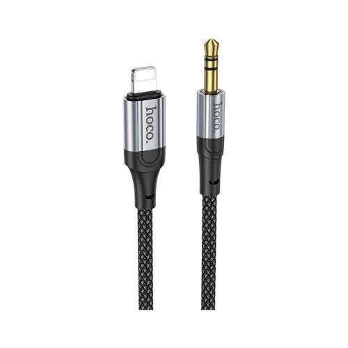 Кабель мультимедійний Lightning to 3.5mm M 1.0m nylon UPA26 black HOCO (6942007608817)
