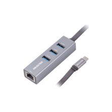 Концентратор Maxxter Type-C to Gigabit Ethernet, 3 Ports USB 3.0 (NECH-3P-02)