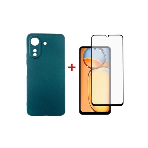 Чохол до мобільного телефона Dengos Kit for Xiaomi Redmi 13C case + glass (Green) (DG-KM-54)