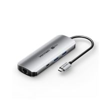 Концентратор Vention USB 3.1 Type-C to HDMI 4K60Hz/USB 3.0x2/RJ45/SD/TF/3.5mm/PD 100W Hub 9-in-1 (TQMHB)