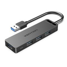 Концентратор Vention USB 3.0 to 4xUSB 3.0 Hub With Power Supply 0.15m black (CHLBB)