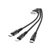 Дата кабель USB 2.0 AM to Lightning+USB-C+Micro 5P 0.25m 2.4A nylon X47 black HOCO (6931474727398) - Зображення 1