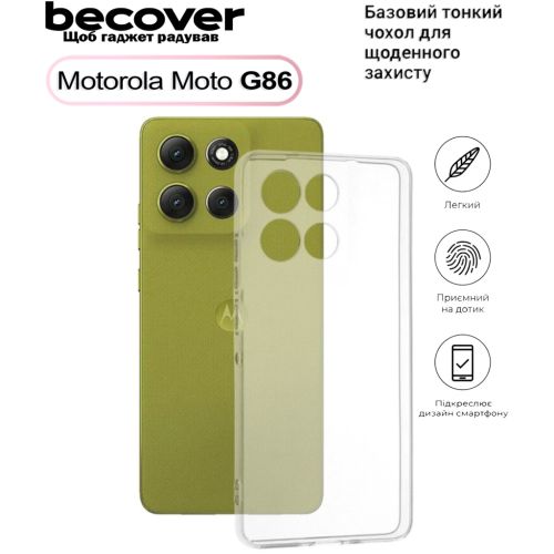 Чехол для мобильного телефона BeCover Silicone Motorola Moto G86 Transparent (713769)