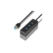 Концентратор AXAGON USB 3.1 to 4xUSB 3.0 1.2m + cable USB to Micro 5P black (HUE-S2BL)