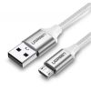 Дата кабель USB 2.0 AM to Micro 5P 1.0m US290 Aluminum Braid White Ugreen (60151) - Зображення 1