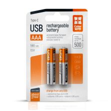 Акумулятор ColorWay AAА USB-С 590 mAh 1.5V (2шт) (Li-Polymer) (CW-UBAAA-09)