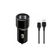 Зарядний пристрій XO TZ09 2.4A/2 USB + cable lightning Black (XO-TZ09L-BK)