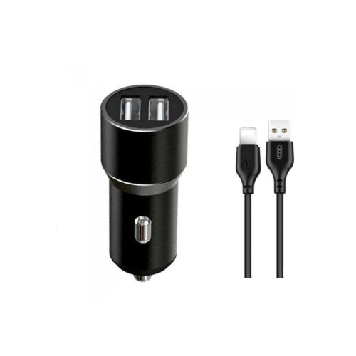 Зарядное устройство XO TZ09 2.4A/2 USB + cable lightning Black (XO-TZ09L-BK)