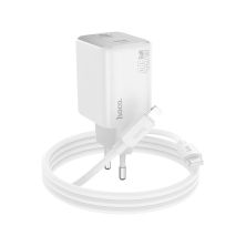 Зарядное устройство HOCO N42 Elogiado 2xUSB-C PD45W + cable USB-C to Lightning White (6942007617116)