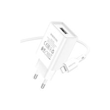 Зарядний пристрій BOROFONE BA68A Glacier USB + cable USB to Lightning 10.5W White (6974443385694)