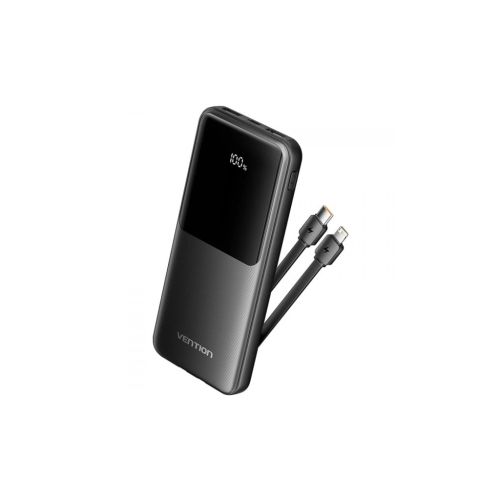 Батарея универсальная Vention 10000mAh 22.5W 3A PD, Built-in USB-C+Lightning Cables, Black (FHOB0)