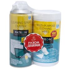 Чистящий сжатый воздух Patron spray duster 400ml F3-020 + wipes F3-028 (CS-PN-BUNDL-2)