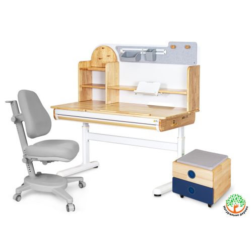 Парта с креслом Mealux Timberdesk L (парта+кресло+тумба) (BD-690 L+ box BD 920-2 BL+Y-110 G)