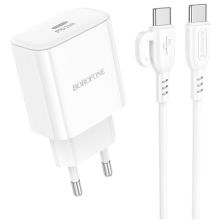 Зарядний пристрій BOROFONE BA81A USB-C PD20W + cable USB-C to USB-C White (6941991108204)
