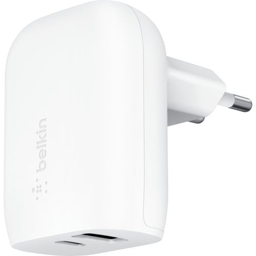 Зарядное устройство Belkin USB-C PD25W + USB QC12W 37W Black (WCB007VFWH)