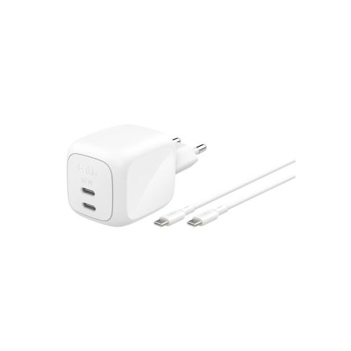 Зарядное устройство Belkin 2xUSB-C PD67W GaN PPS + cable USB-C to USB-C 2.0m white (WCH020KQ2MWH-B6)