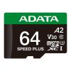 Карта пам'яті ADATA 64GB microSD class 10 UHS-I U3 V30 A2 Speed Plus (UD64GUI3V30A2SP-RA1) - Зображення 1