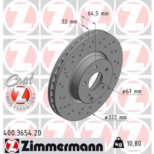 Тормозной диск ZIMMERMANN 400.3654.20