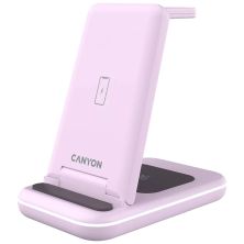 Зарядное устройство Canyon WS-304 Foldable 3in1 Wireless charger Iced Pink (CNS-WCS304IP)