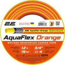 Шланг для поливу 2E AquaFlex Orange 3/4, 12м 4 шари, 20бар, -10+60°C (2E-GHE34OE12)