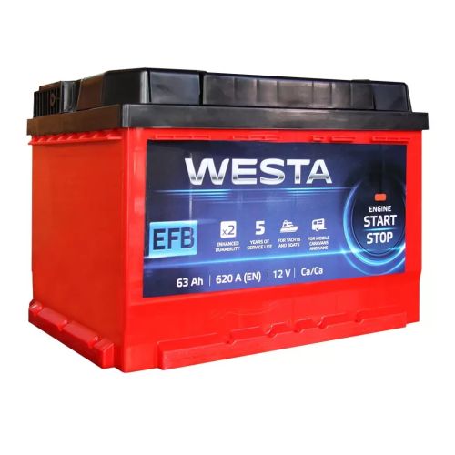 Аккумулятор автомобильный Westa 6CT-63 А (1) RED EFB