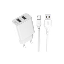 Зарядний пристрій XO L109 12W (2USB/2.4A) + USB - MicroUSB White (XO-L109-M)