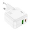 Зарядний пристрій HOCO C111A Lucky 1xUSB-C PD30W + 1xUSB QC3.0 White (6931474790866) - Зображення 1