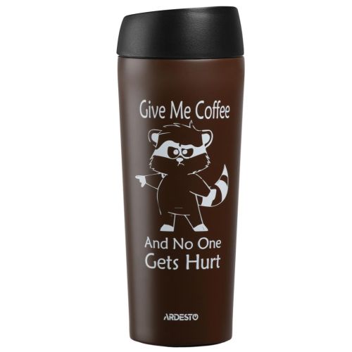 Термокружка Ardesto Coffee Time Raccoon 450 мл Brown (AR2645DML)