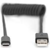 Дата кабель USB 2.0 AM to Type-C 1.0m (0.32m) spiral black Digitus (AK-300430-006-S) - Зображення 1