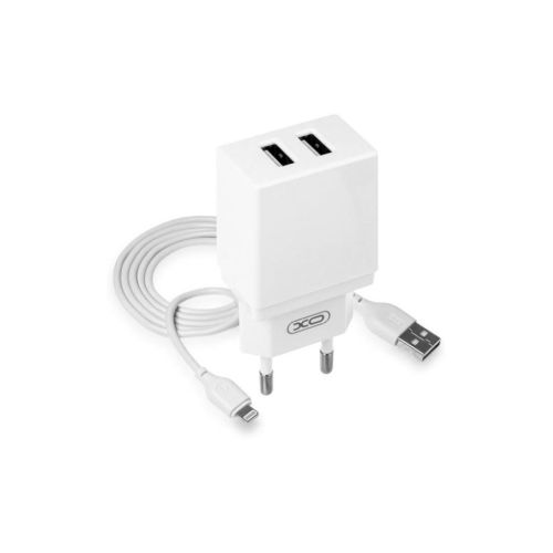 Зарядний пристрій XO L75 2USB/2.4A + Lightning White (XO-L75-L)