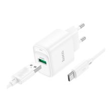 Зарядное устройство HOCO C140A Smart USB QC3.0 + cable USB to USB-C White (6942007627832) Зарядное устройство HOCO C140A Smart USB QC3.0 + cable USB to USB-C White (6942007627832)