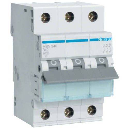 Автоматический выключатель Hager 3-п. B 40A (6kA) 3M (B) (MBN340)