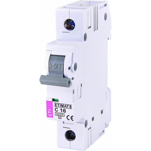 Автоматичний вимикач ETI Выключатель автоматический ETIMAT 6 1p С 16А (6 kA) (2141516)