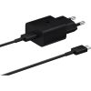 Зарядний пристрій Samsung 15W Power Adapter (w C to C Cable) Black (EP-T1510XBEGRU) - Зображення 1